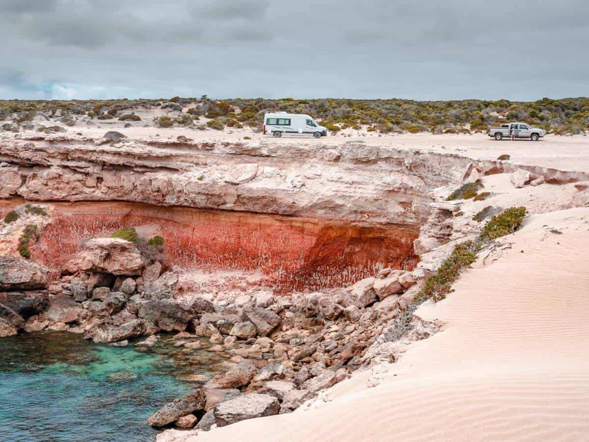 Red Banks Caravan driving along the cliffs edge