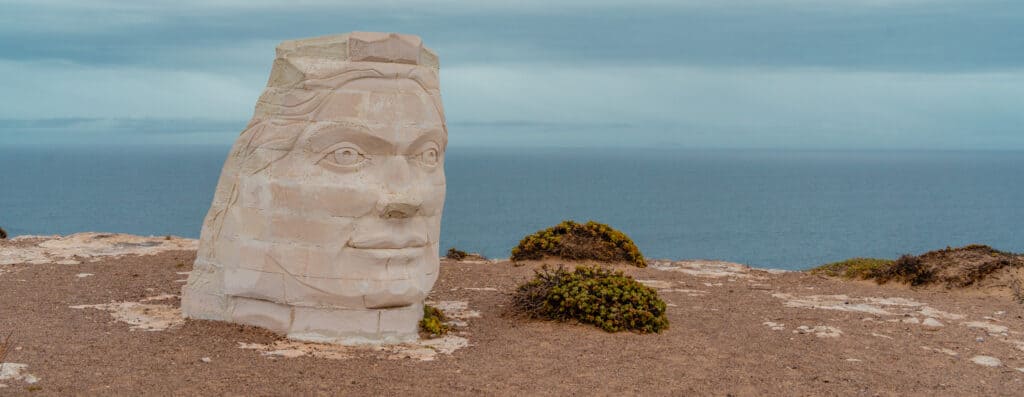 Elliston Cliff Drive - Statue of womans face